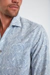 Chemise bleue en coton à motifs PIERRE NOVARE