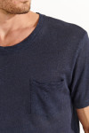 Tshirt en lin bleu marine Collection Homme CYRIL LIN  