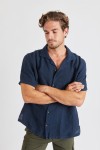Chemise à manches courtes bleu marine Stefano Lindye