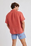 Chemise Orange à manches courtes en lin Stefano Lindye