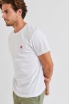 T-shirt blanc avec broderie Yann Corail