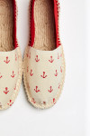 Espadrilles en toile Broderie Ancre Rouge et Ecru - Made in France CLASSIQUE BRODERIE