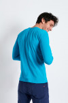 T-shirt manches longues bleu lagon écusson silicone TSML UNI