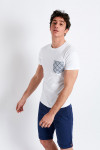 T-shirt manches courtes blanc Poche imprimé losange graphique TSMC MOSAIQUECALA