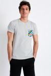 T-shirt manches courtes gris Poche motif pavillon multicolore TSMC PAVILLONCALA