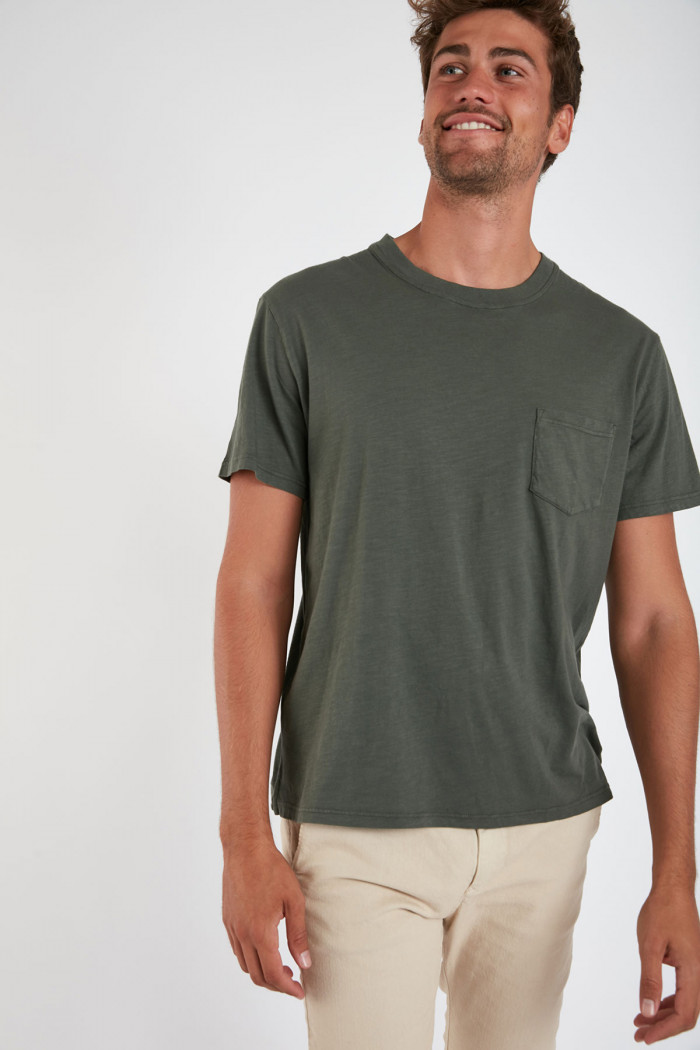 T-shirt manches courtes kaki avec poche CYRIL MIDI