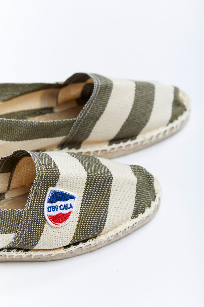 Espadrilles classique rayé kaki et blanc CLASSIQUE GOLFO