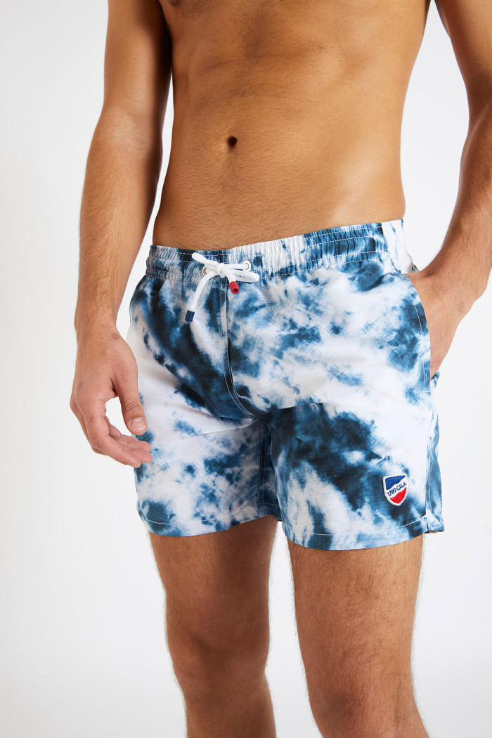 Short de bain tie and dye bleu et blanc MANU PHARE
