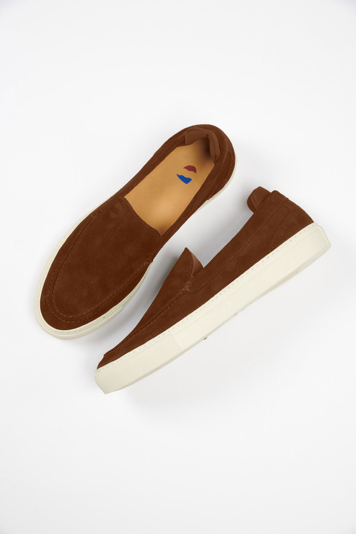 Espadrilles en cuir acajou LEON MARINELLA