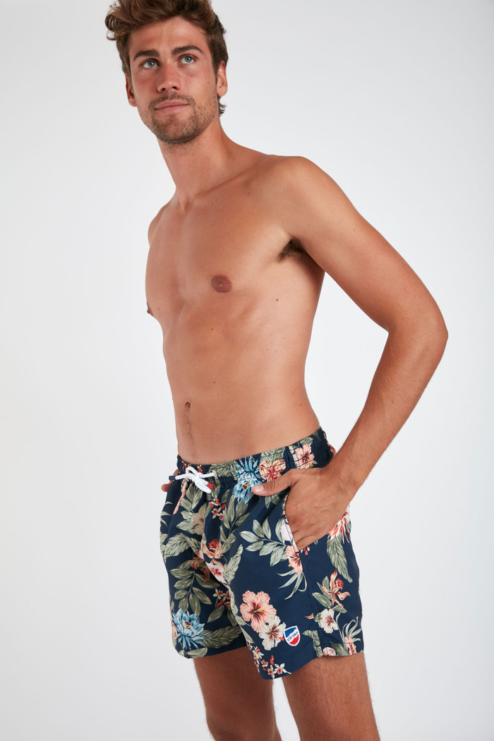 Short de bain marine imprimé tropical MANU SANTALINA