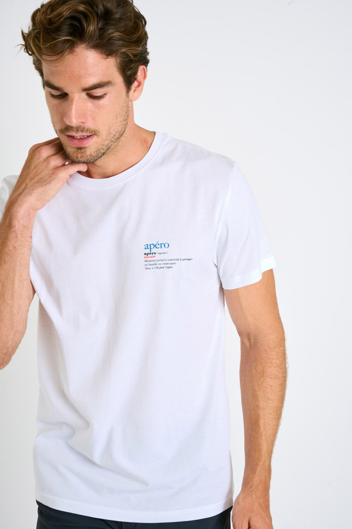 T-shirt blanc en coton Apéro YANNAPE DICTIO