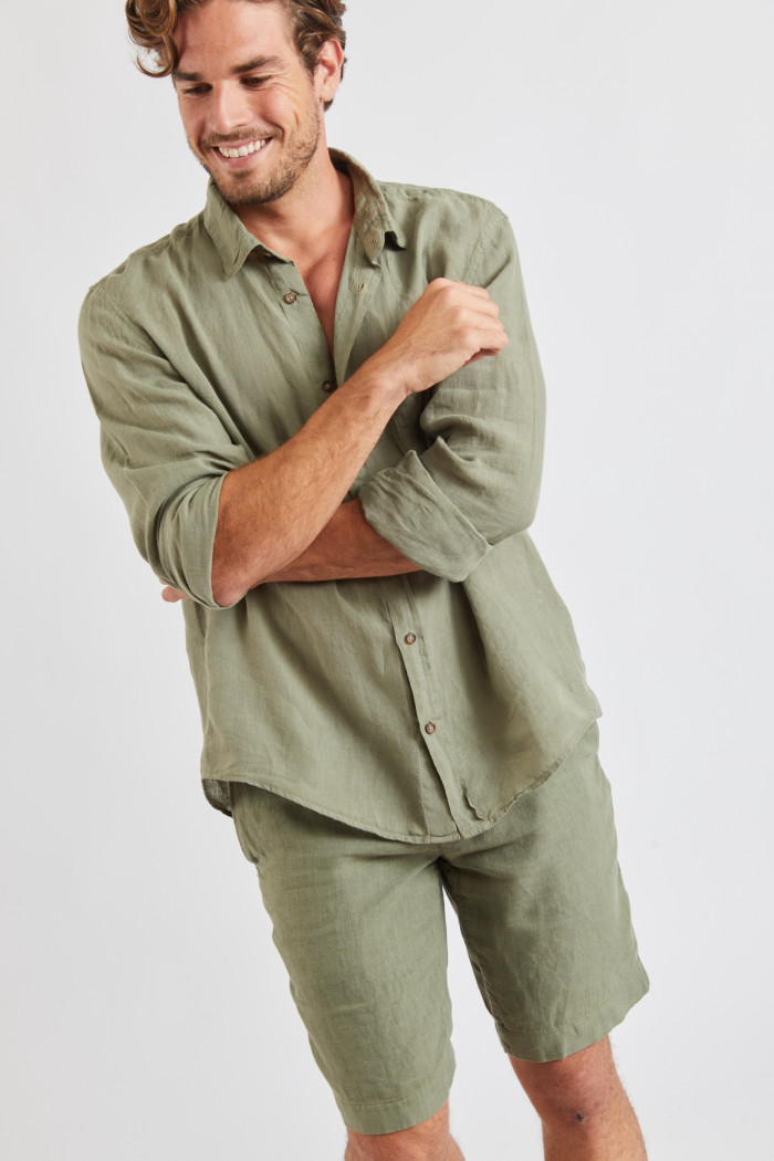 Chemise en lin kaki CHEMISEML LINDYE