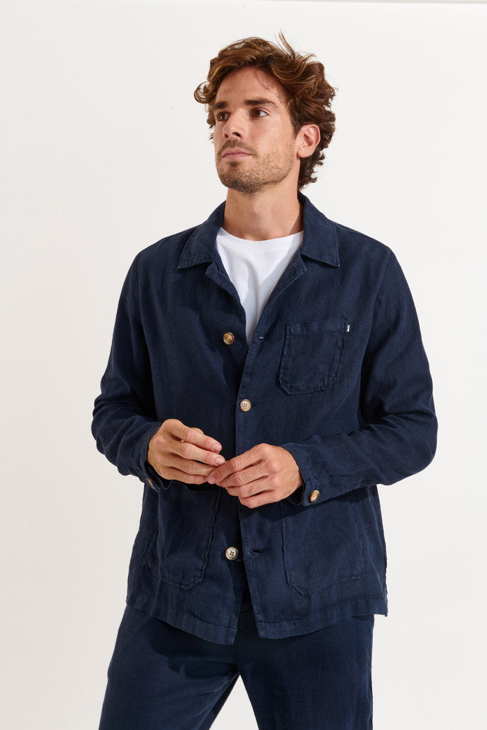 Veste bleu marine en lin Olivier Lindye
