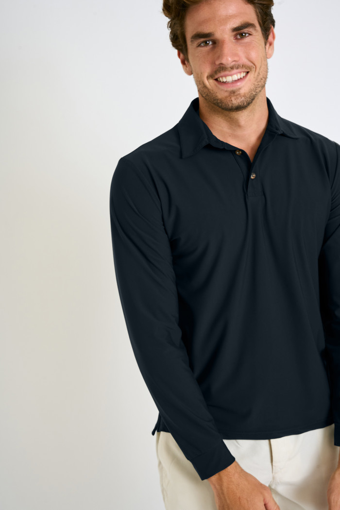 Polo manches longues bleu marine CARL BAIABLUE