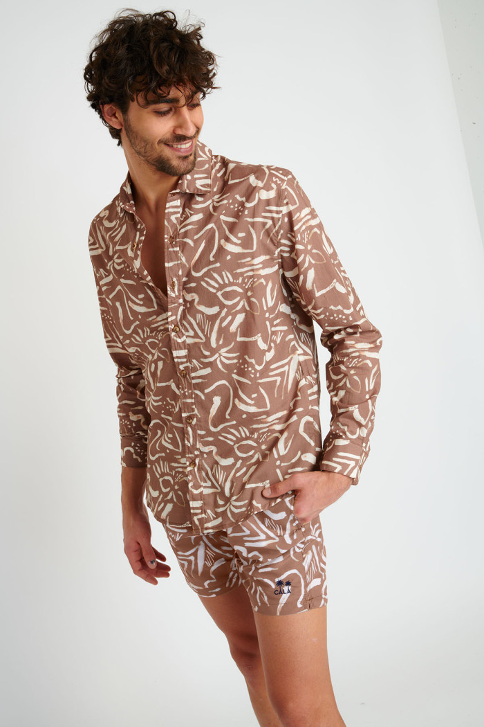 Chemise marron à motifs ALAIN VENETO