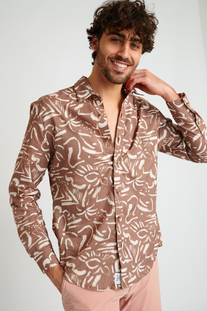 Chemise marron à motifs ALAIN VENETO