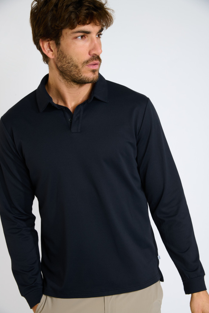 Polo manches longues noir CARL PAGANI