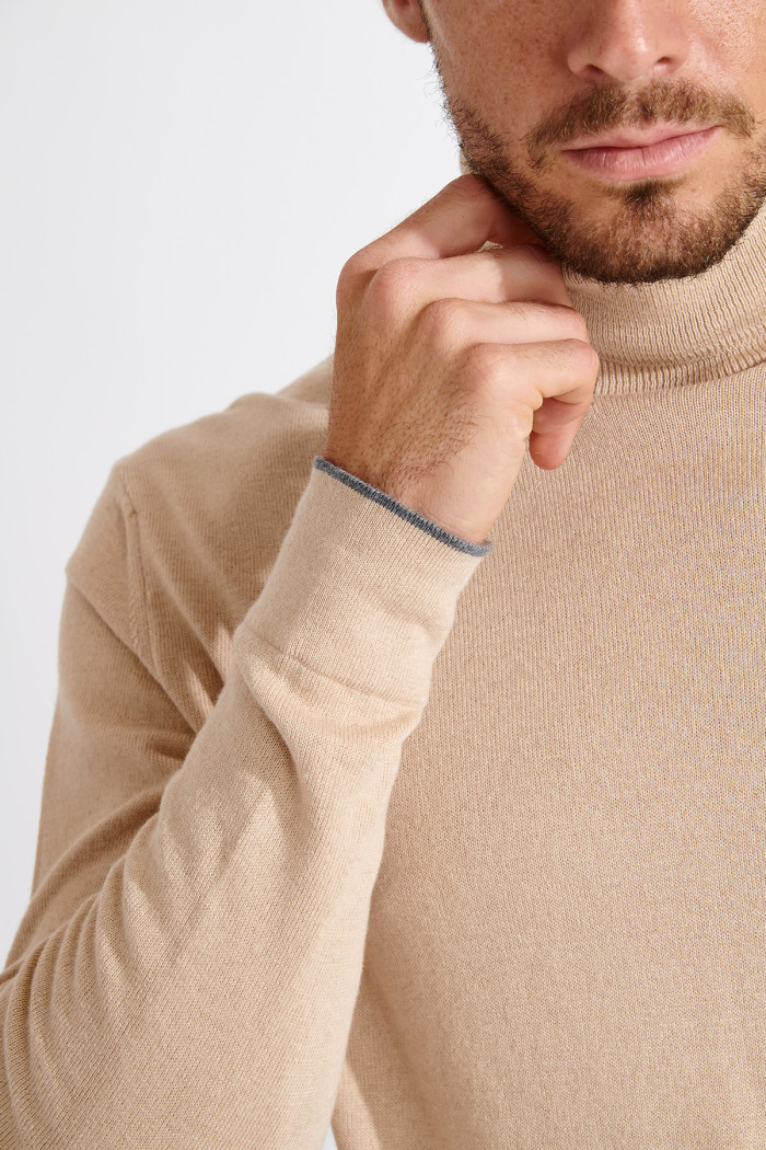 PULL COL ROULÉ BEIGE SILVIO MONZA