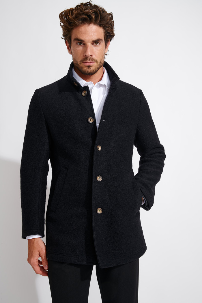 MANTEAU NOIR UMBERTO KARALIS