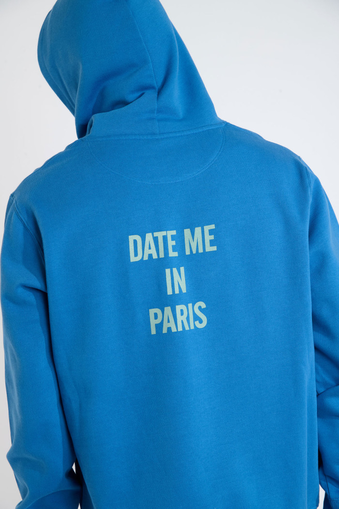 Sweat à capuche bleu BASTIEN DATE ME IN PARIS