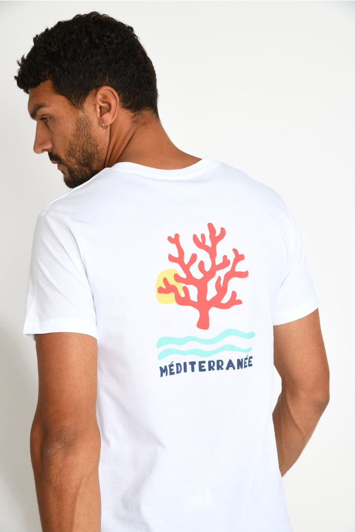 T shirt YANN CORAL blanc
