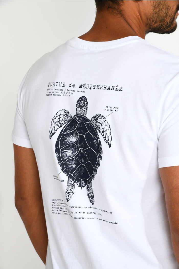 T-shirt blanc imprimé tortue THEOTORTU NAVIGLIO