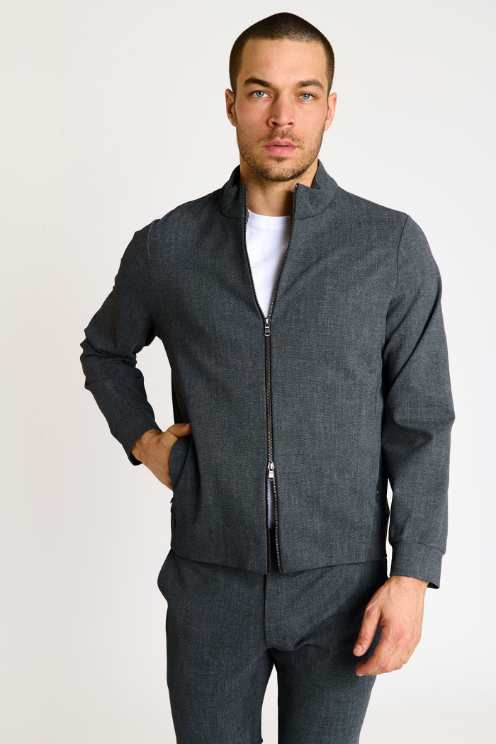 Veste zippée gris anthracite à col montant LUC TREMEZZO