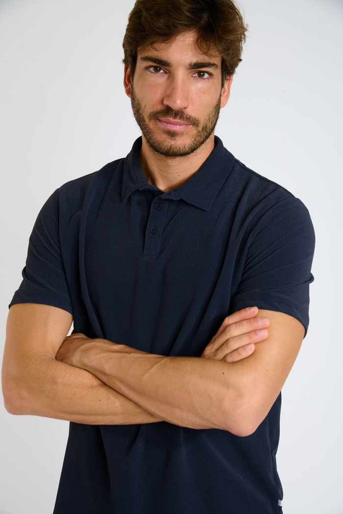 Polo matière éponge bleu foncé VASCO AMALFI