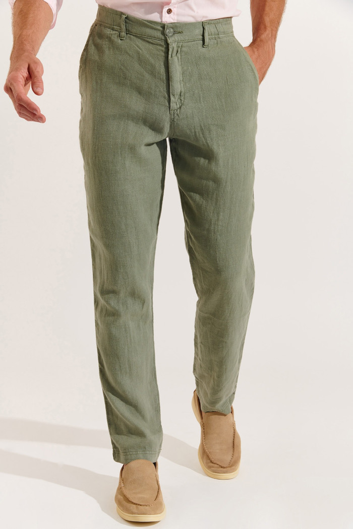 Pantalon chino kaki AURELIO LINDYE
