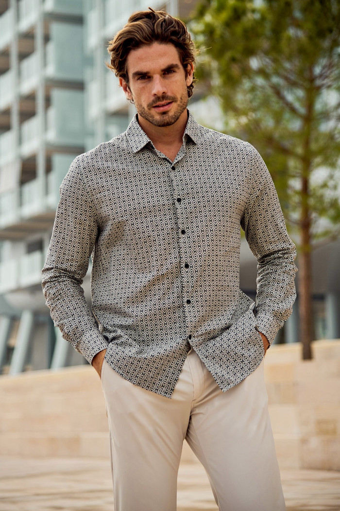 Chemise bleu marine imprimé mosaïque QUENTIN ORTONA