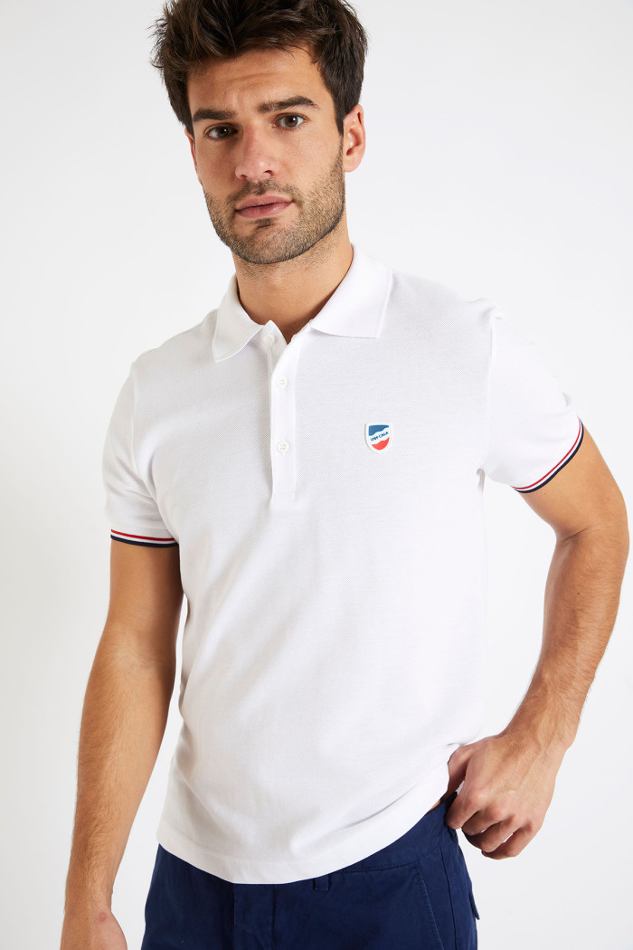 Polo manches courtes Blanc - écusson POLOMC UNI