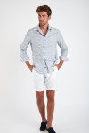 Chemise bleue en coton à motifs PIERRE NOVARE