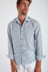Chemise bleue en coton à motifs PIERRE NOVARE