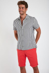 Chemise manches courtes marine à rayures STEFANO BUDELLO 