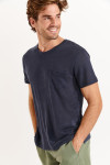 Tshirt en lin bleu marine Collection Homme CYRIL LIN   - 4