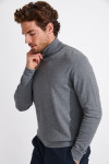 PULL COL ROULÉ GRIS CHINE SILVIO MONZA - 7