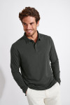 Polo vert sapin manches longues CARL TERZO - 4