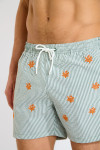 Short de bain à rayures kaki et motif corail EMILIO MINORI - 1