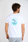 T-shirt blanc et bleu imprimé palmier THEOPALMCOLOR NAVIGLIO - 3