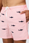 Short de bain à rayures rouge et motif requin EMILIO MINORI - 1
