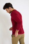 Polo manches longues uni bordeaux JULIEN LLONGA