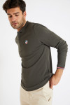 Polo manches longues uni kaki JULIEN LLONGA