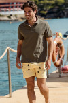 Short de bain à rayures jaune et motif tropical EMILIO MINORI - 1