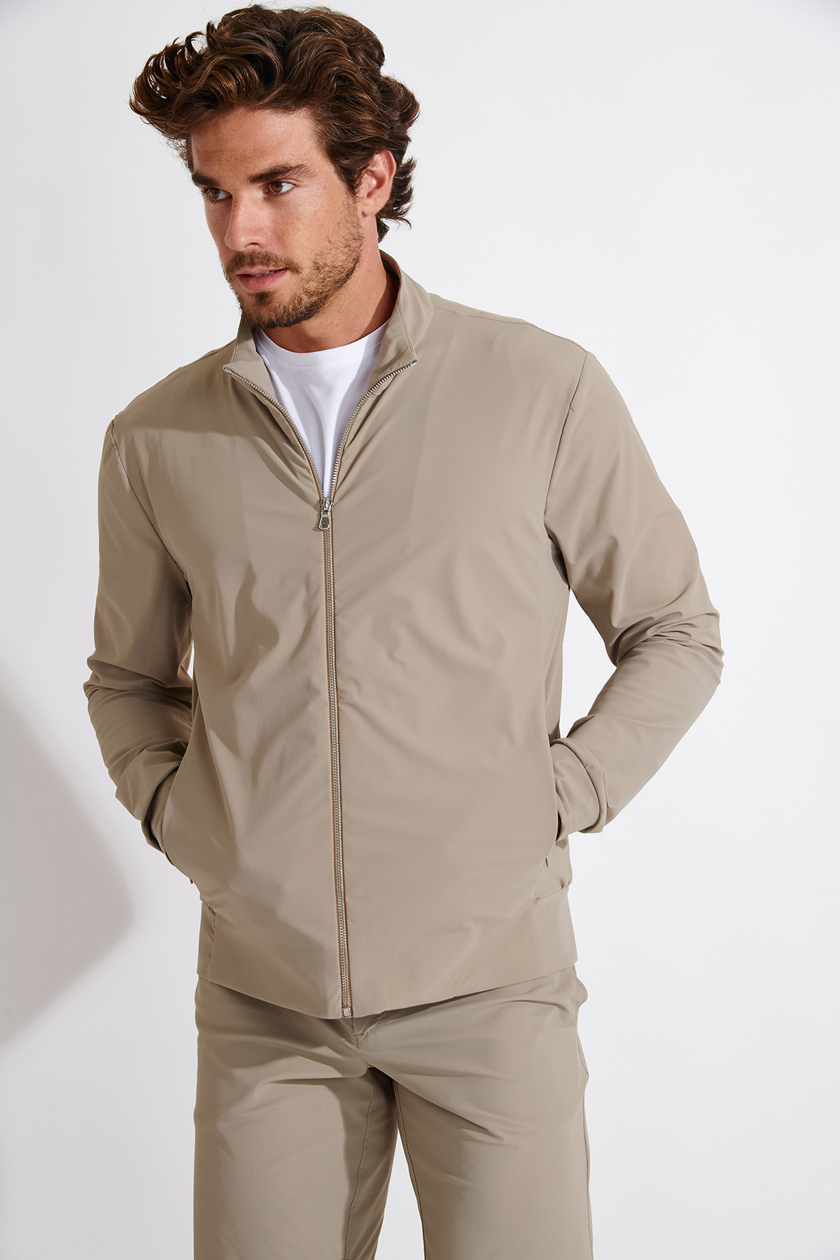 Veste zipée beige Luc Lescada - 5
