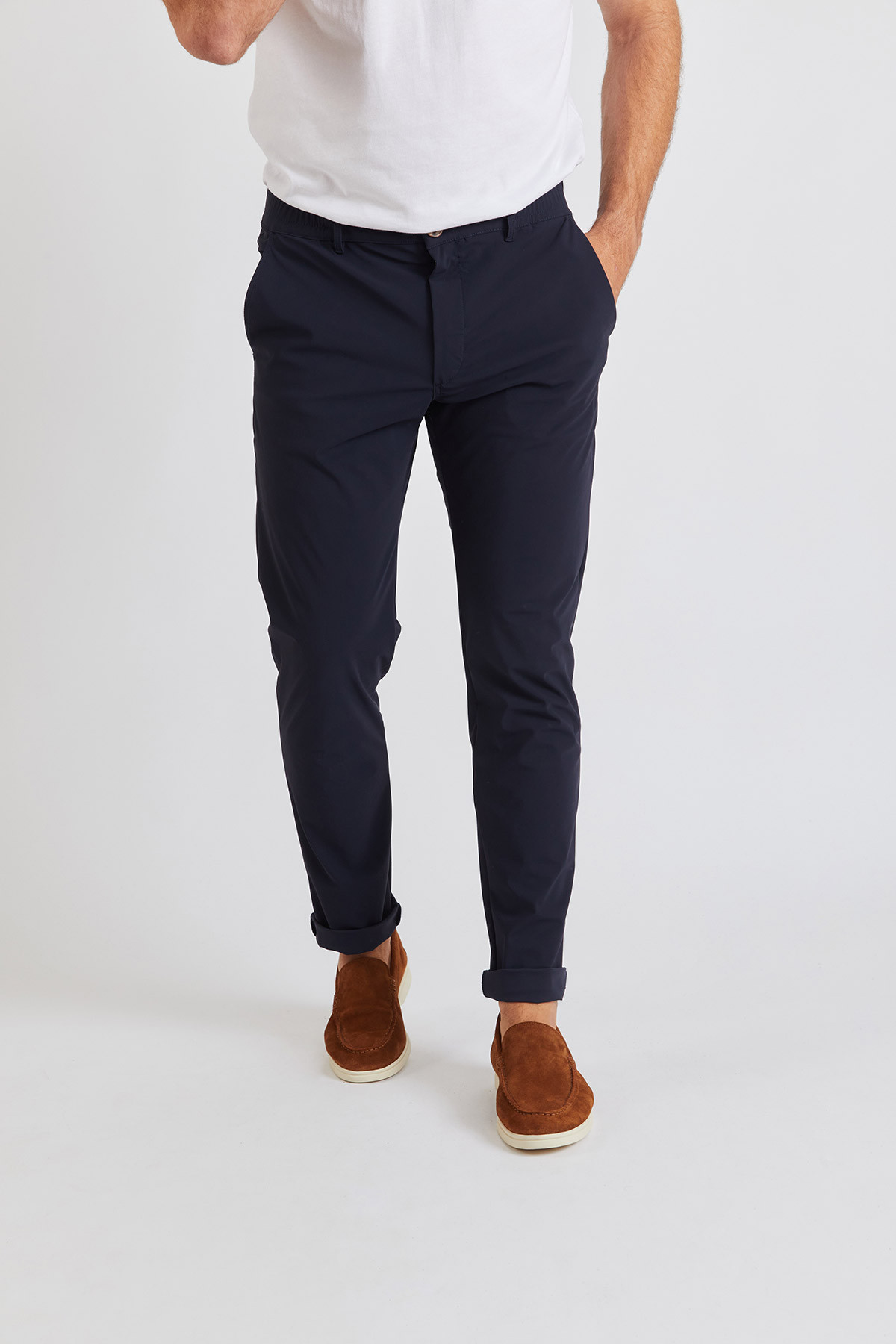 Pantalon stretch bleu marine - SERGE LESCADA - 4