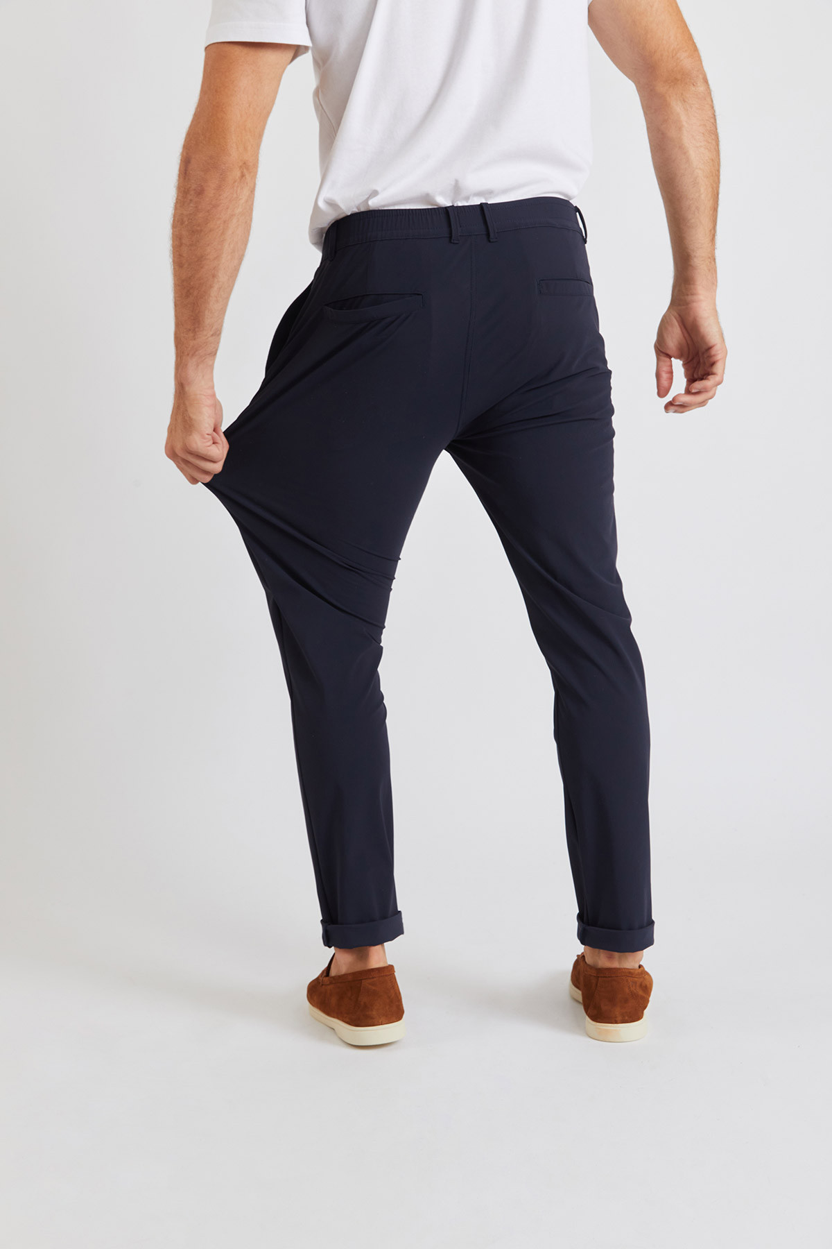 Pantalon stretch bleu marine - SERGE LESCADA - 1