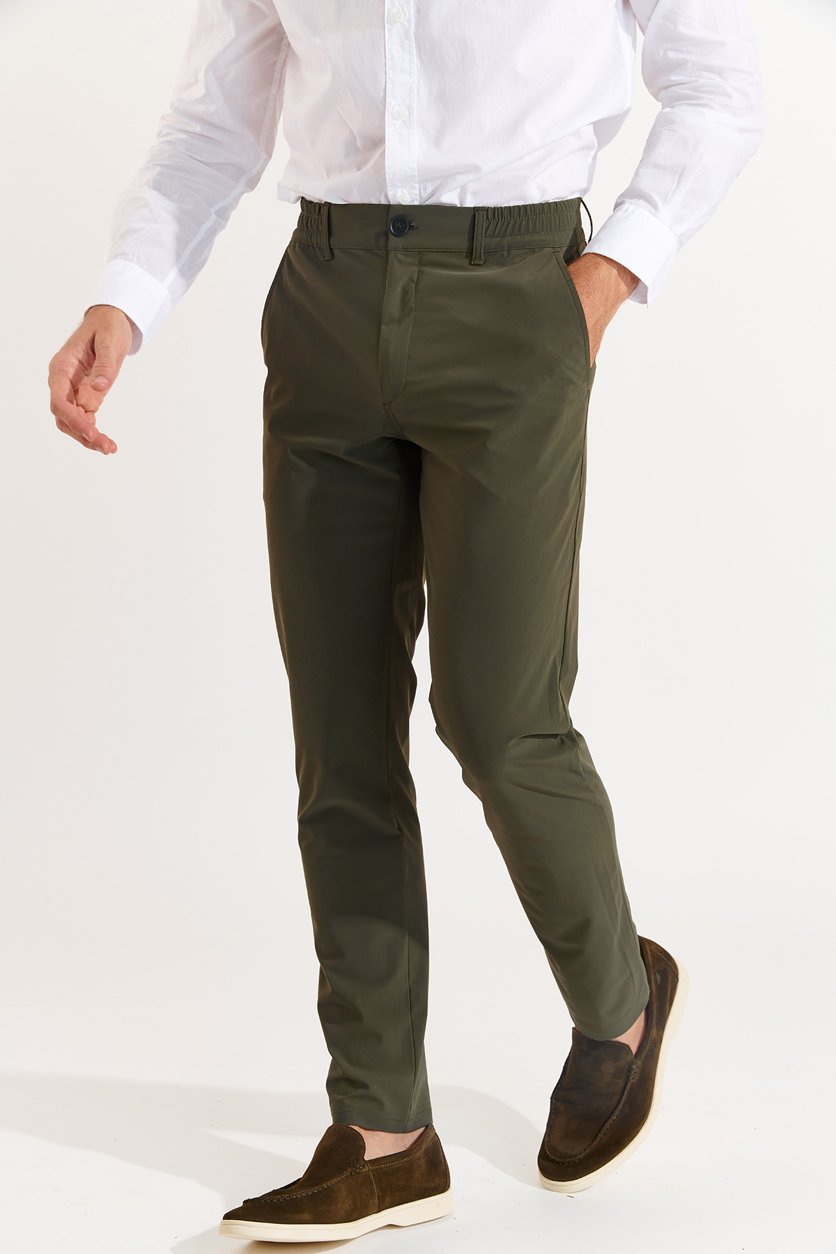 Pantalon stretch kaki - SERGE LESCADA - 1