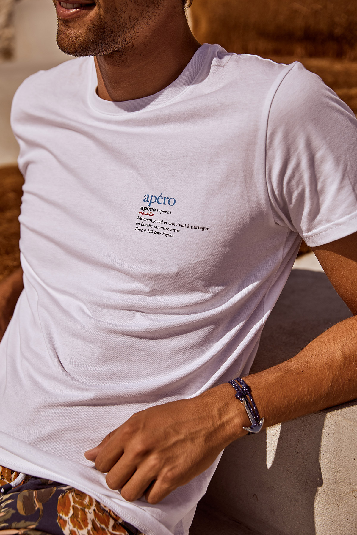 T-shirt blanc en coton Apéro YANNAPE DICTIO - 5