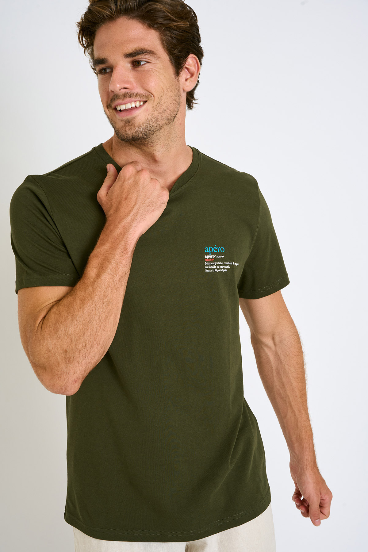 T-shirt homme kaki 