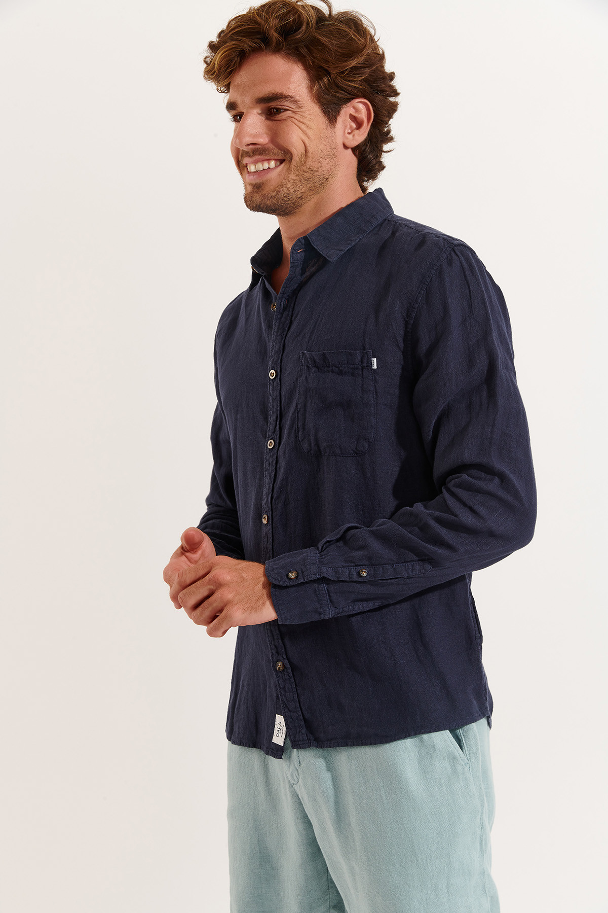 Chemise Marine en lin Chemiseml Lindye   - 4